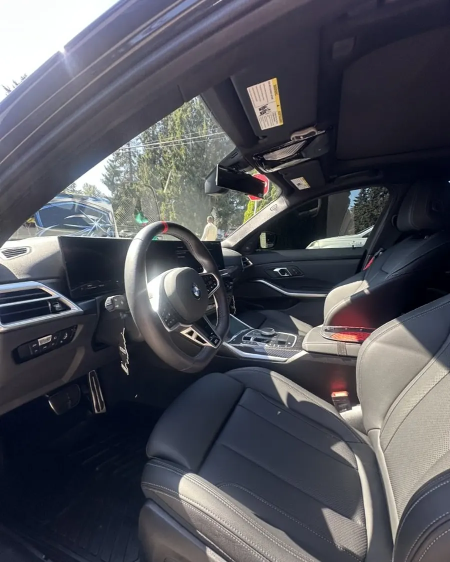 Black leather sport seats after interior clean
